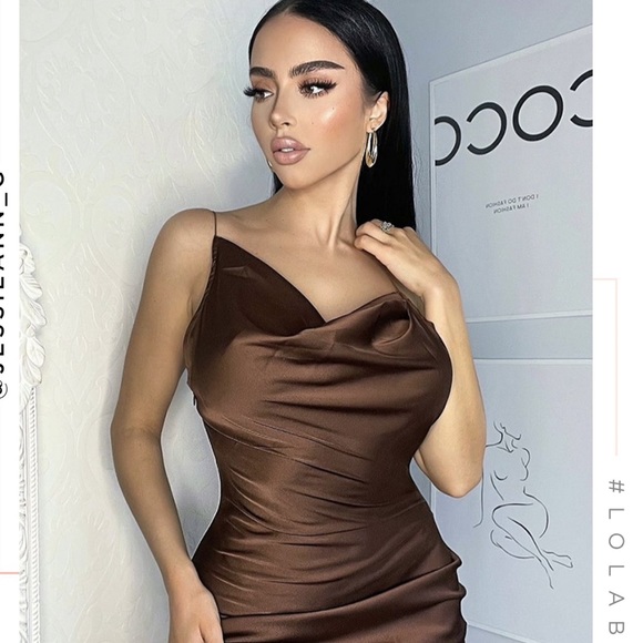 NWT✨Brown Midi Slip Dress- S - Picture 5 of 8